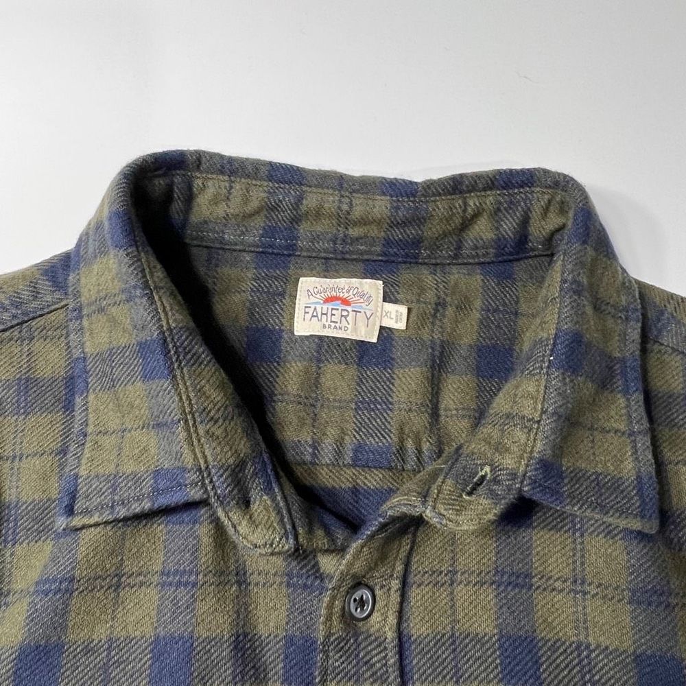 NWOT Faherty Legend Sweater Shirt Long Sleeve Flannel Green Blue Plaid Mens XL - Picture 6 of 10